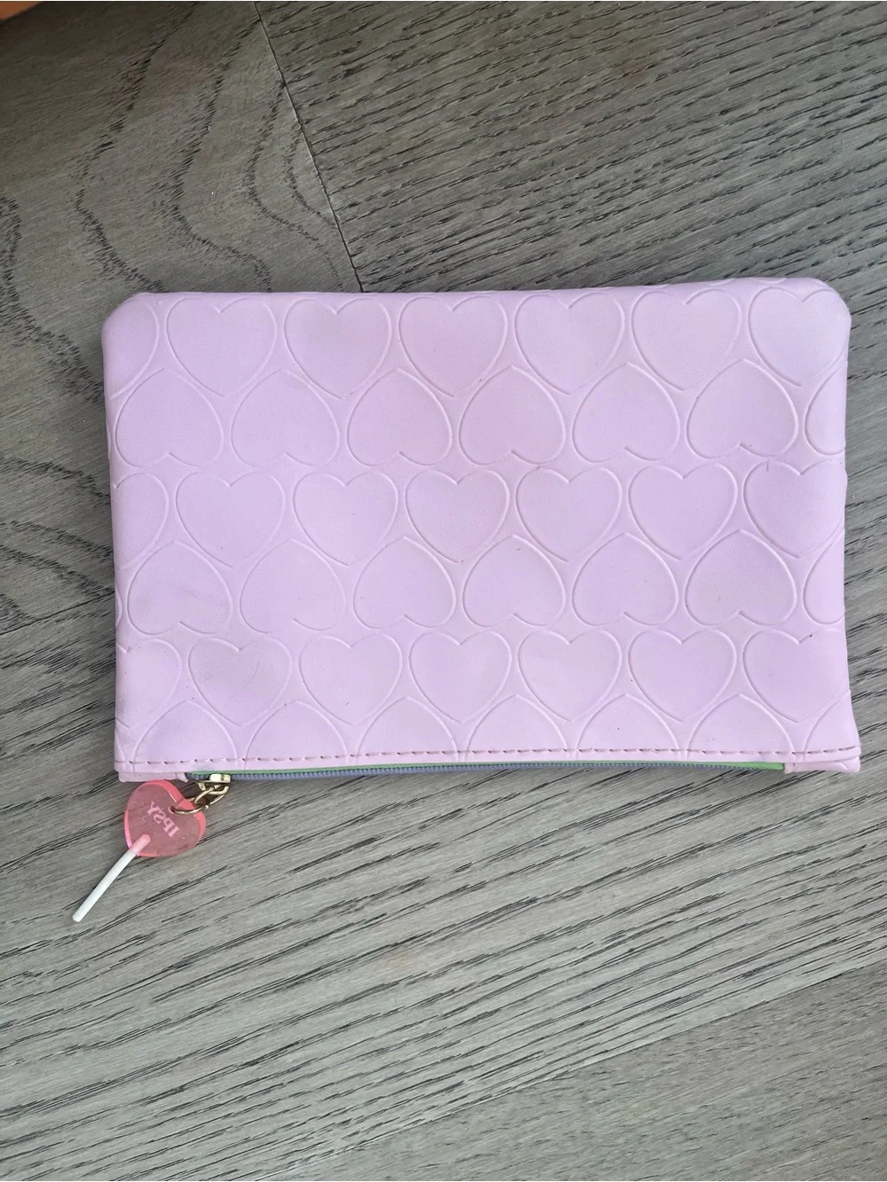 ipsy Pink Heart Embossed Cosmetic Bag